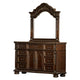 Lumi Four Pc Queen Bedroom Set Gold Scrollwork Acanthus Leaf Carving Cherry Brown BM332691