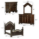 Lumi Four Pc Queen Bedroom Set Gold Scrollwork Acanthus Leaf Carving Cherry Brown BM332691
