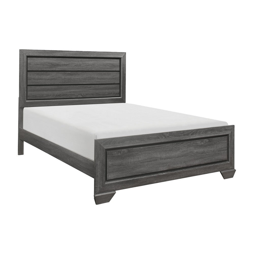 Sia 4 Pc Queen Size Bedroom Set Panel Design Gray Faux Wood Veneer BM332698