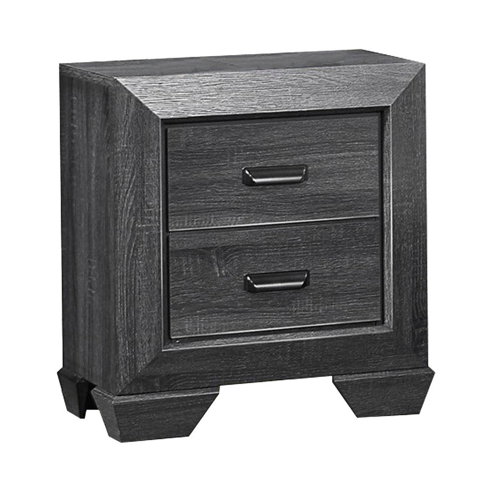 Sia 4 Pc Queen Size Bedroom Set Panel Design Gray Faux Wood Veneer BM332698