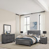 Sia 4 Pc Queen Size Bedroom Set, Panel Design, Gray Faux Wood Veneer