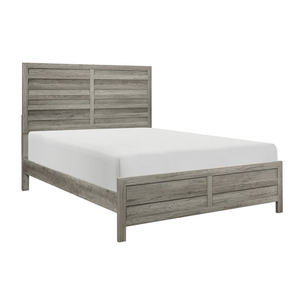 Kade 4 Pc Queen Size Bedroom Set Slatted Panel Design Weathered Gray Finish BM332703