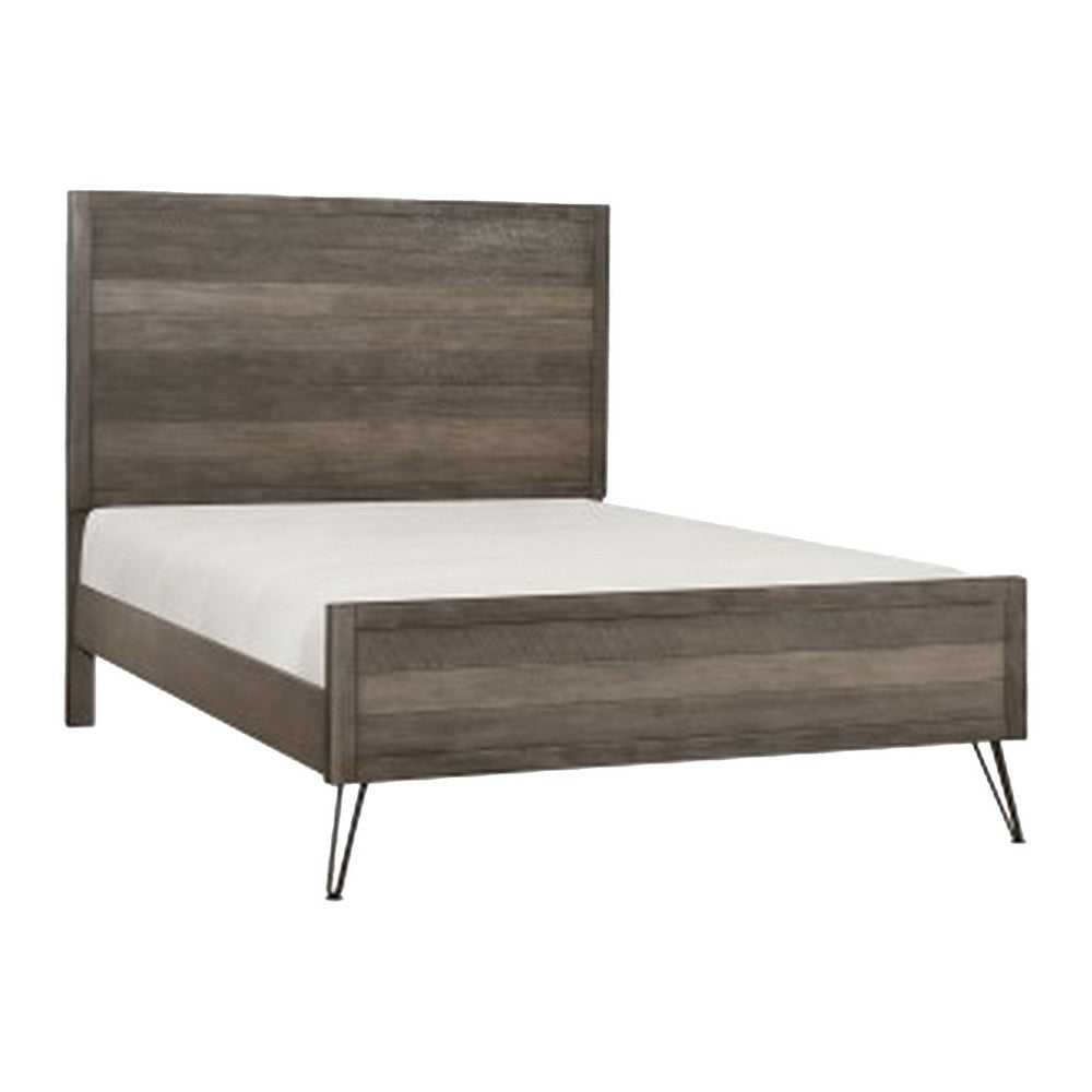 Aile 4 Pc Queen Size Bedroom Set Horizontal Slat Design Rustic Brown BM332704