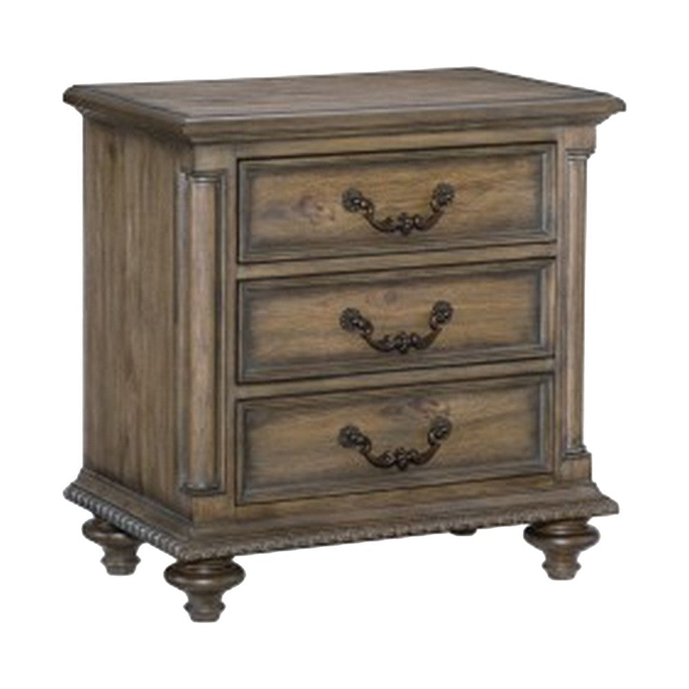 Chantel 4 Pc Queen Bedroom Set Velvet Sleigh Design Weathered Wood BM332711