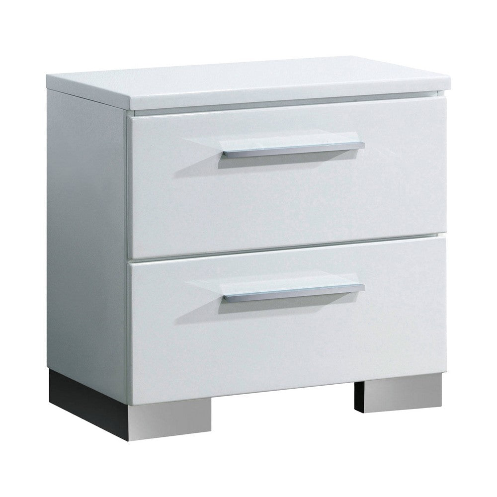 Luna 3 Pc Full Size Bedroom Set LED Tufted Headboard and Glossy White BM332719