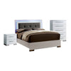Luna 3 Pc Full Size Bedroom Set, LED Tufted Headboard and Glossy White