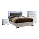 Luna 3 Pc Full Size Bedroom Set, LED Tufted Headboard and Glossy White