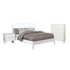 Bekor 3 Pc Full Size Bedroom Set, Mid-Century Modern Style, White Finish