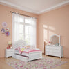 Aure 3 Pc Full Size Kids Bedroom Set, Curved Tufted Headboard, White