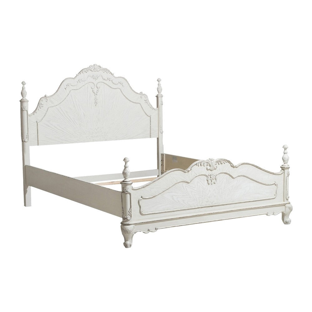 Prin 3 Pc Full Size Bedroom Set Ornate Carvings Antique White Traditional BM332729