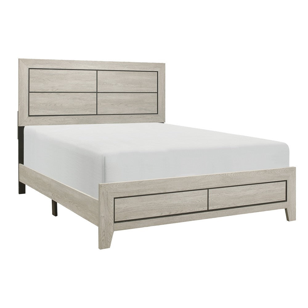 Quinby 4 Pc King Bedroom Set Panel Faux Wood Grain Light Brown