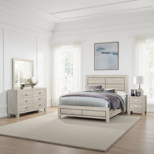 Quinby 4 Pc King Bedroom Set, Panel, Faux Wood Grain, Light Brown