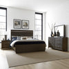 Bellamy 4 Pc Queen Size Bedroom Set, Silver Accents, Ash Veneer, Dark Brown
