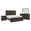 Bellamy 4 Pc Queen Size Bedroom Set Silver Accents Ash Veneer Dark Brown BM332734