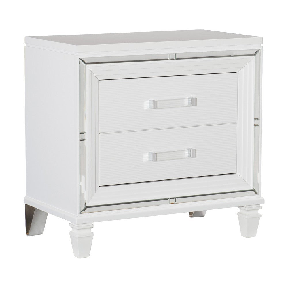 Rosa 4 Pc Queen Storage Bedroom Set LED Mirrored Accents White Metallic BM332737