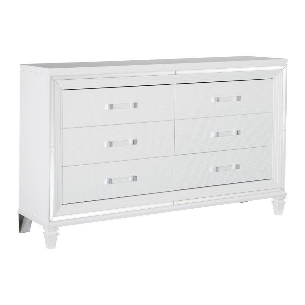 Rosa 4 Pc Queen Storage Bedroom Set LED Mirrored Accents White Metallic BM332737