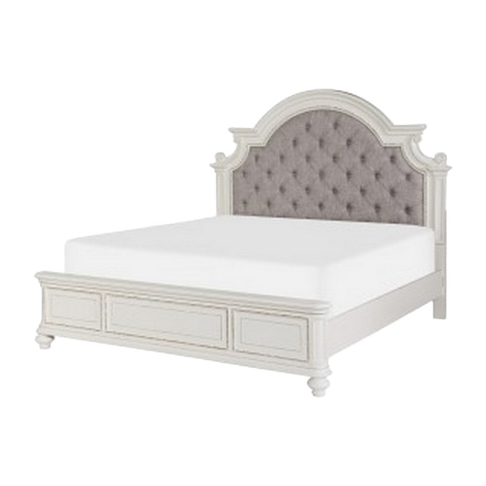 Anik 4 Pc Queen Size Bedroom Set Button Tufted Antique White Traditional BM332738