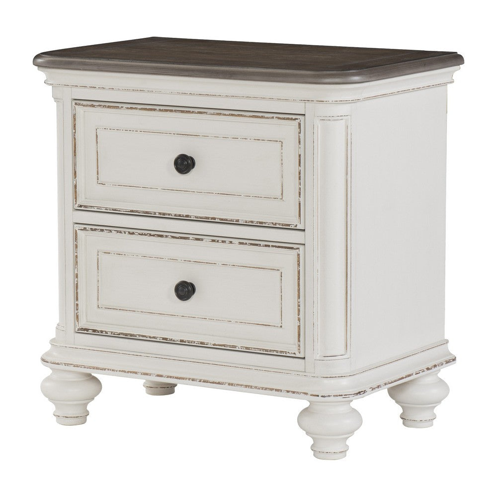 Anik 4 Pc Queen Size Bedroom Set Button Tufted Antique White Traditional BM332738