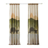 Kip 2 Panels Curtain Set, Microfiber, Green and Beige Mountain Scenery