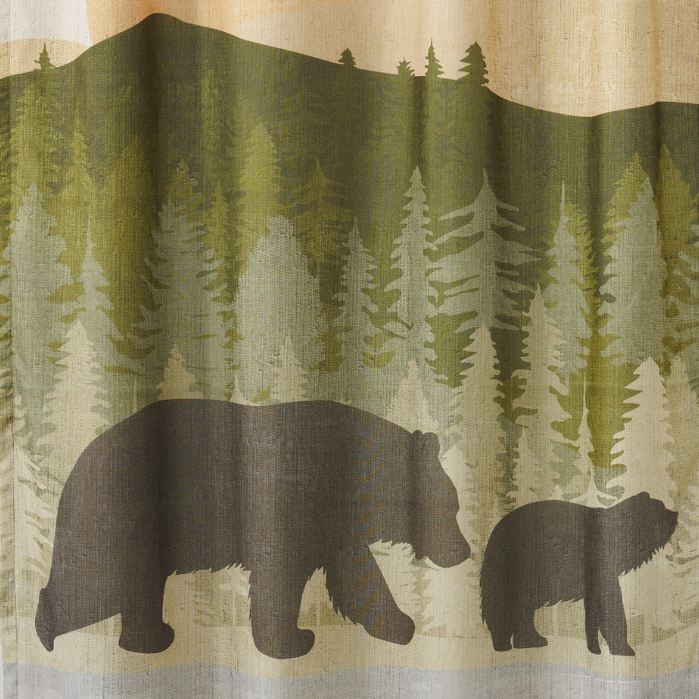 Kip 2 Panels Curtain Set Microfiber Green and Beige Mountain Scenery BM332741