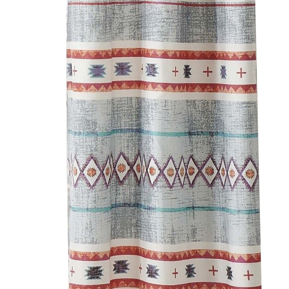 Pimi 2 Panel Curtain Set Boho Stripes Red White Gray Microfiber BM332765