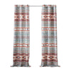 Pimi 2 Panel Curtain Set, Boho Stripes Red White Gray, Microfiber