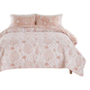 Amy 3 Piece Queen Quilt Set, Coastal Theme, Soft Pink White Polyester