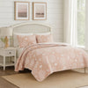 Amy 3 Piece Queen Quilt Set, Coastal Theme, Soft Pink White Polyester