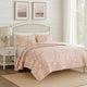 Amy 3 Piece Queen Quilt Set, Coastal Theme, Soft Pink White Polyester
