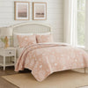 Amy 3 Piece Queen Quilt Set, Coastal Theme, Soft Pink White Polyester