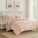Amy 3 Piece Queen Quilt Set, Coastal Theme, Soft Pink White Polyester
