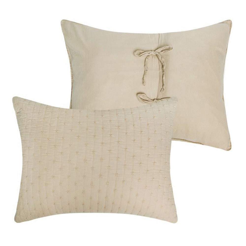 Xumi 2 Piece Twin Size Quilt Set Beige Channel Polyester and Cotton BM332771
