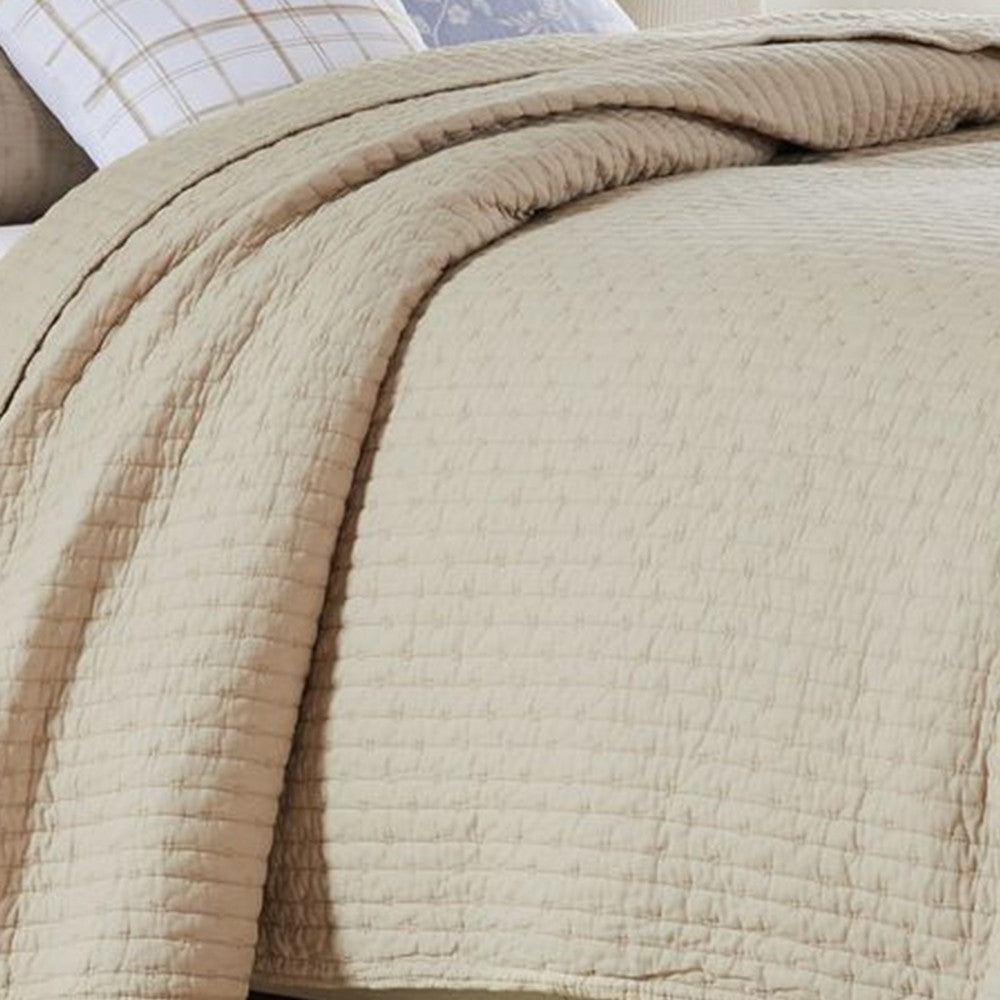 Xumi 2 Piece Twin Size Quilt Set Beige Channel Polyester and Cotton BM332771
