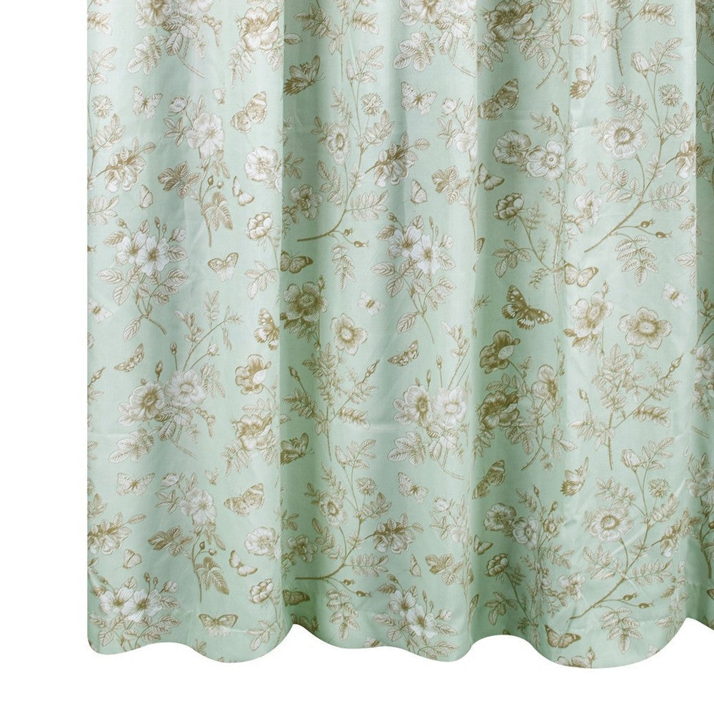 Vola Shower Curtain 72 Inch Floral Pattern Light Green Polyester BM332773