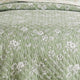 Vola 2 Piece Twin Quilt Set, Floral Pattern, Light Green Microfiber