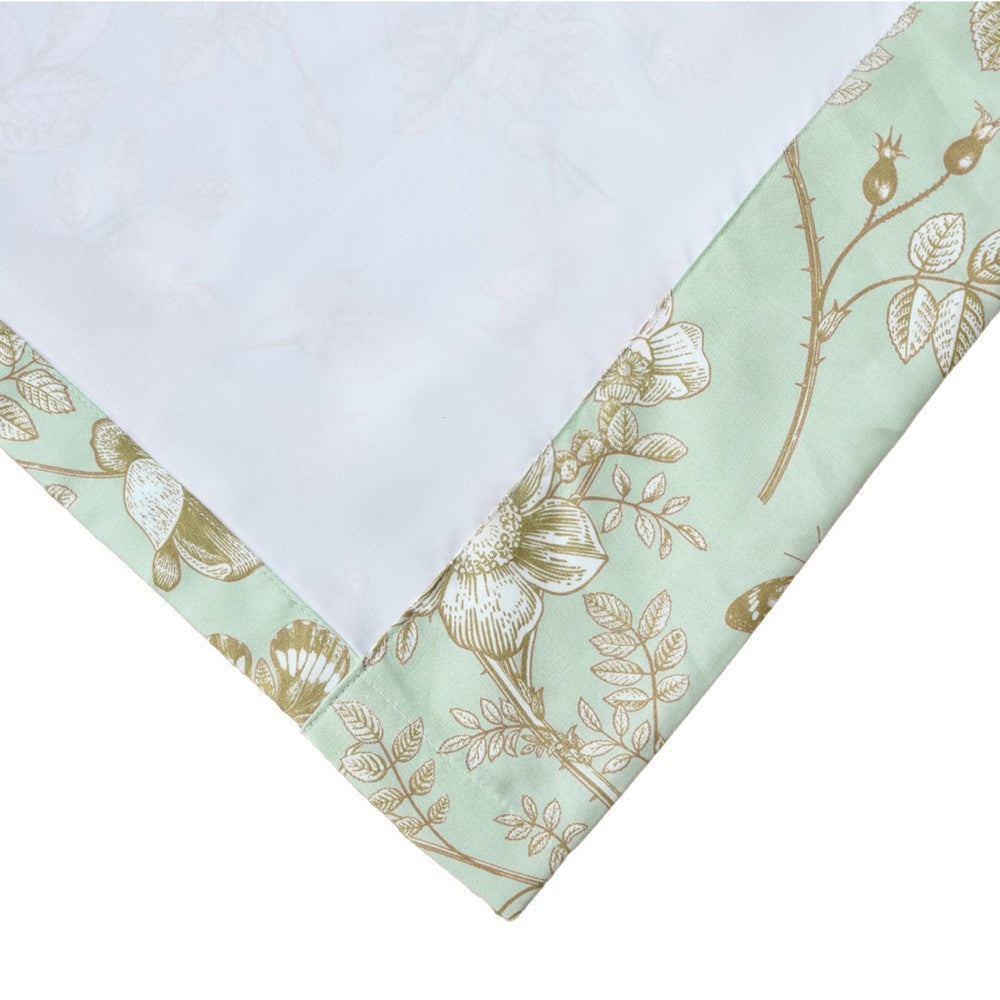 Vola 2 Panel Curtain Set Light Mint Green Microfiber Floral Pattern BM332775