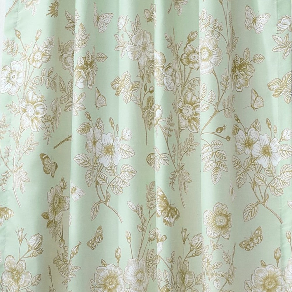 Vola 2 Panel Curtain Set Light Mint Green Microfiber Floral Pattern BM332775