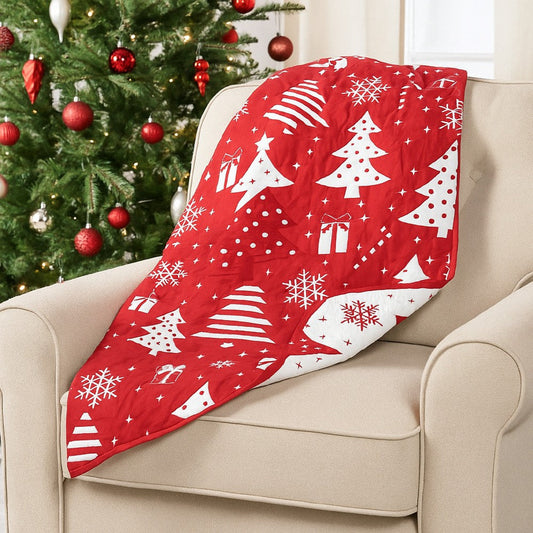 Daru Throw Blanket, 50x60, Christmas Theme, Red and White Polyester