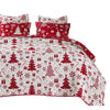 Daru 3 Piece Queen Quilt Set Red and White Polyester Christmas Theme