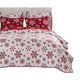 Flok 3 Piece Queen Quilt Set Red and White Polyester Snowflake Theme