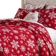 Flok 3 Piece Queen Quilt Set Red and White Polyester Snowflake Theme