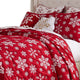 Flok 3 Piece King Quilt Set Red and White Polyester Snowflake Theme