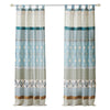 Ello 2 Panel Curtain Panel Set, Cotton White and Blue Geometric Print