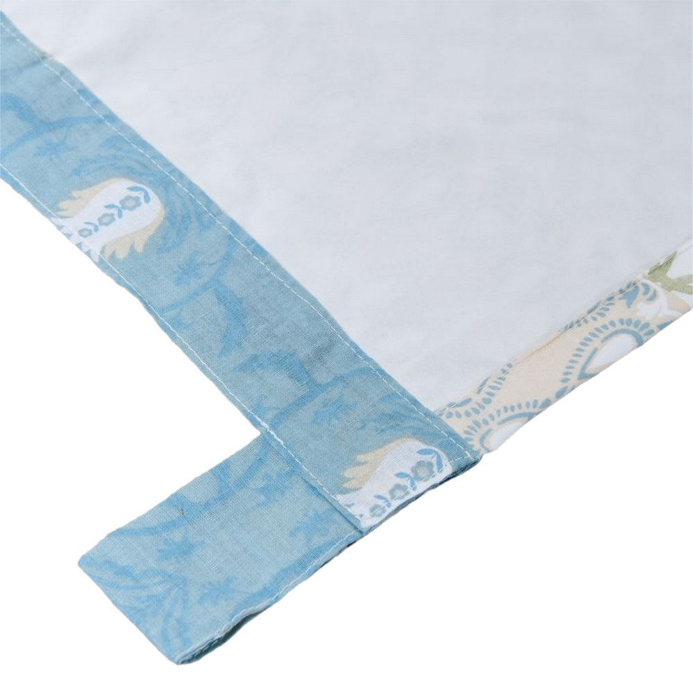 Ello 2 Panel Curtain Panel Set Cotton White and Blue Geometric Print BM332785