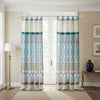 Ello 2 Panel Curtain Panel Set, Cotton White and Blue Geometric Print