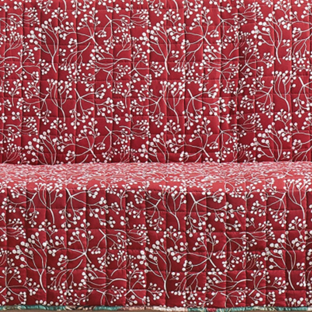 Lowa Sofa Slipcover Reversible Polyester Green Red Festive Theme BM332789