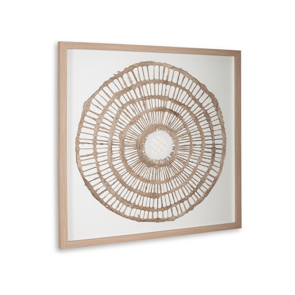 Ashley Wall Decor, Craft Paper Circle Framed Art, Brown White, 38x38 Square