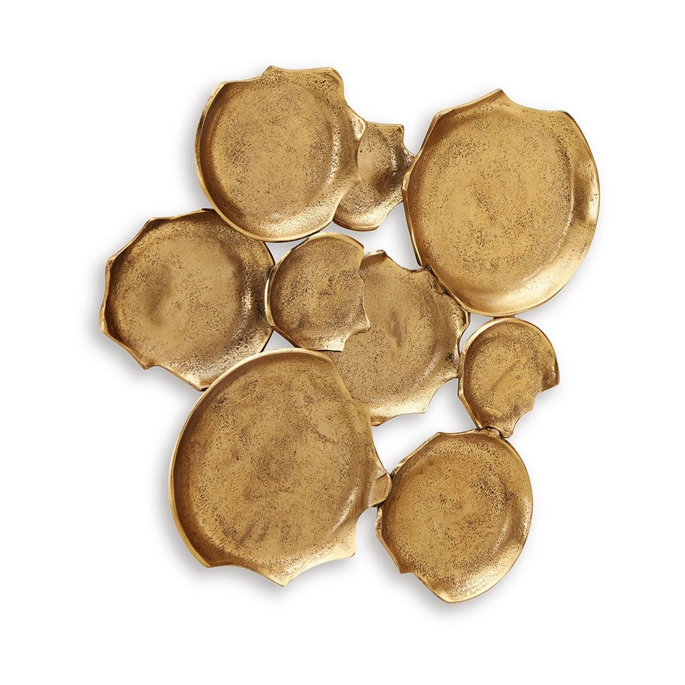 Ashley Wall Art Decor | Organic Round Shape Design | 20x20 Antique Gold Metal