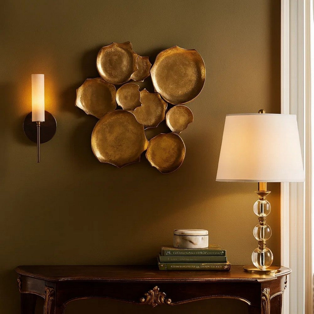 Ashley Wall Art Decor | Organic Round Shape Design | 20x20 Antique Gold Metal