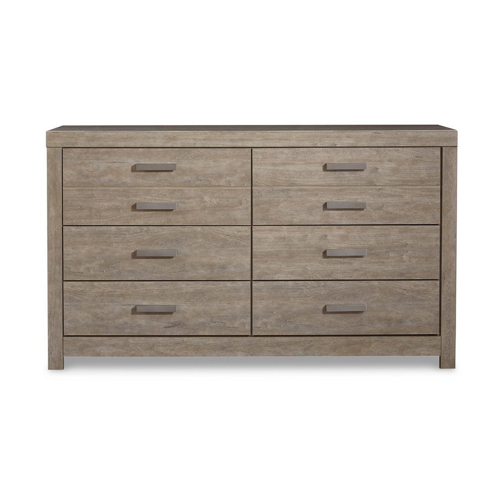 Ashley Kulv 62’’ Wide Dresser | 6 Storage Drawers | Modern Taupe Gray Laminate BM332804